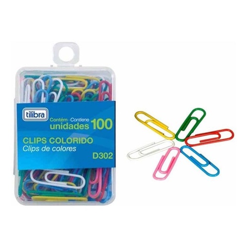Clips Colorido com 100 unidades 28mm- Cis