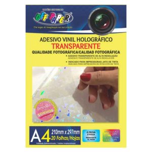 Vinil Adesivo Holográfico Transparente A4- 20 Folhas Off Paper