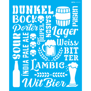 Stencil OPA 3020 Culinária Estamparia Cervejas 20 x 25 – Ref. 56870