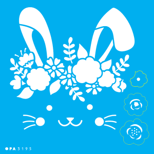 Stencil OPA Páscoa 3195 Coelho e Flores 14 x 14