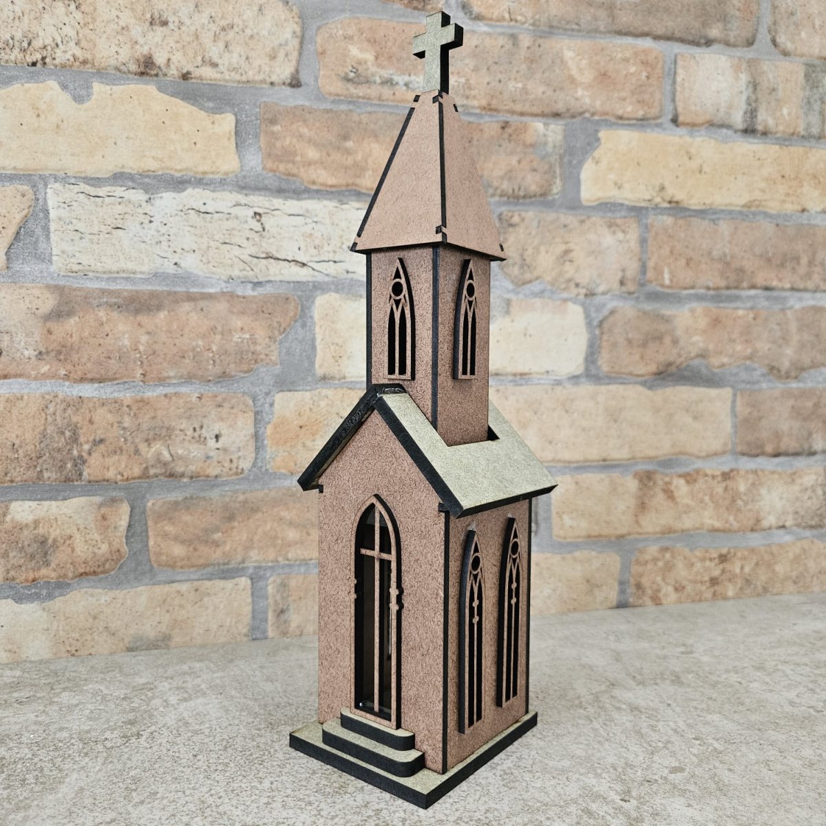 Casinha Vila 02 Modelo 10- Igreja 29cm MDF 3/6mm - Image 4