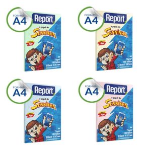 Papel sulfite A-4 Senninha Report Escolar -75g -100fls -Cores