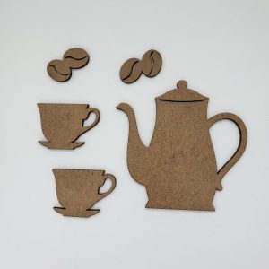 Apliques Bule, Xícaras e Grão de Café
