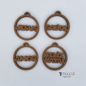 Aplique Bolas com Palavras Natal- 3mm