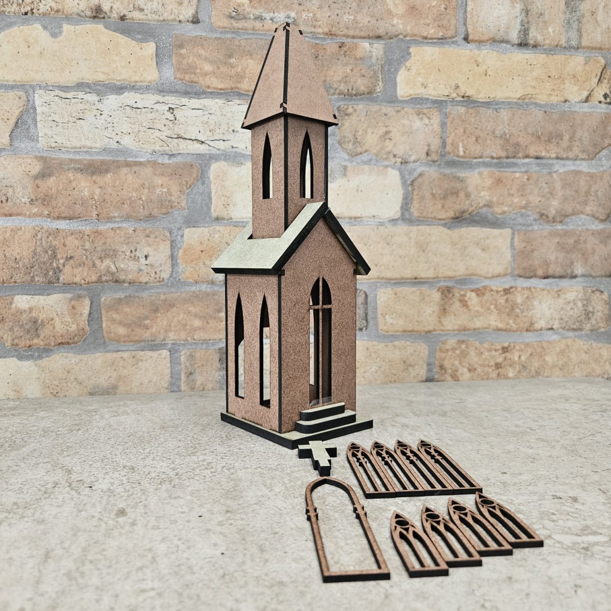 Casinha Vila 02 Modelo 10- Igreja 29cm MDF 3/6mm - Image 6