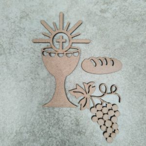 Aplique Cálice, Uva e Pão MDF 3mm