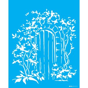 Stencil OPA 3551 Porta com Flores 20 x 25