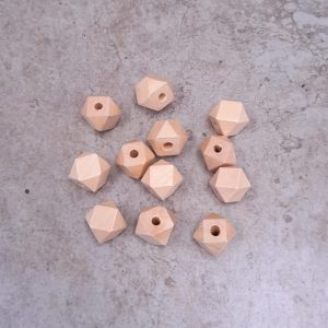 Bola Poligonal Madeira Passante 14mm c/ 12und.