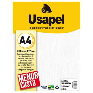 Papel Linho Branco A4 180g/m² 50 fls Usapel