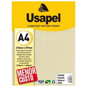 Papel Vergê A4 180g/m² 50fls Palha Usapel