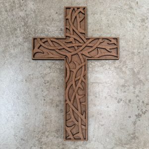 Aplique Cruz Vazada com Base 26cm MDF 3mm