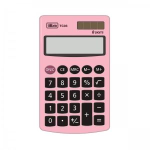Calculadora de Bolso 8 Dígitos Grande TC03 Rosa Claro