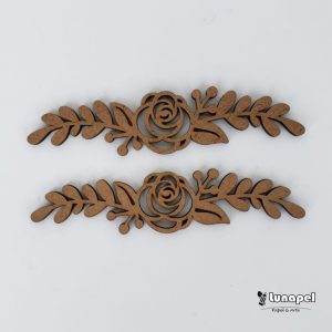 Apliques Rosa com Ramos 12cm – 3mm