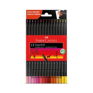 Ecolápis SuperSoft 15 cores Quentes Faber Castell