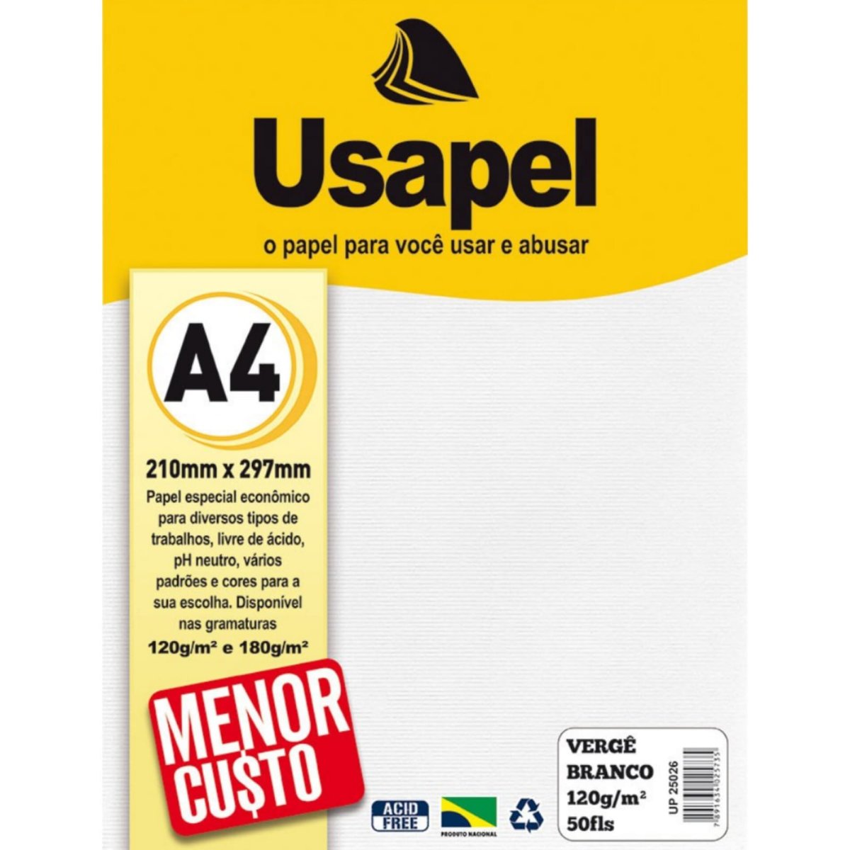 Papel Vergê A4 120g/m² 50fls Branco Usapel - Image 2