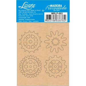 Aplique em MDF- MRLP-003 Steampunk Engrenagens