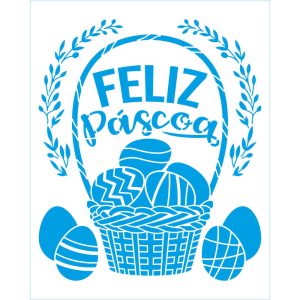 Stencil Litoarte STR-285- Cesta Com Ovos Feliz Páscoa 20 x 25